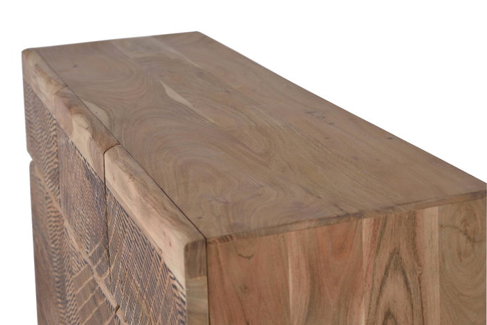 Giner y Colomer Aparador Madera de Acacia y Metal Natural 140 cm 3 Puertas 3 Cajones